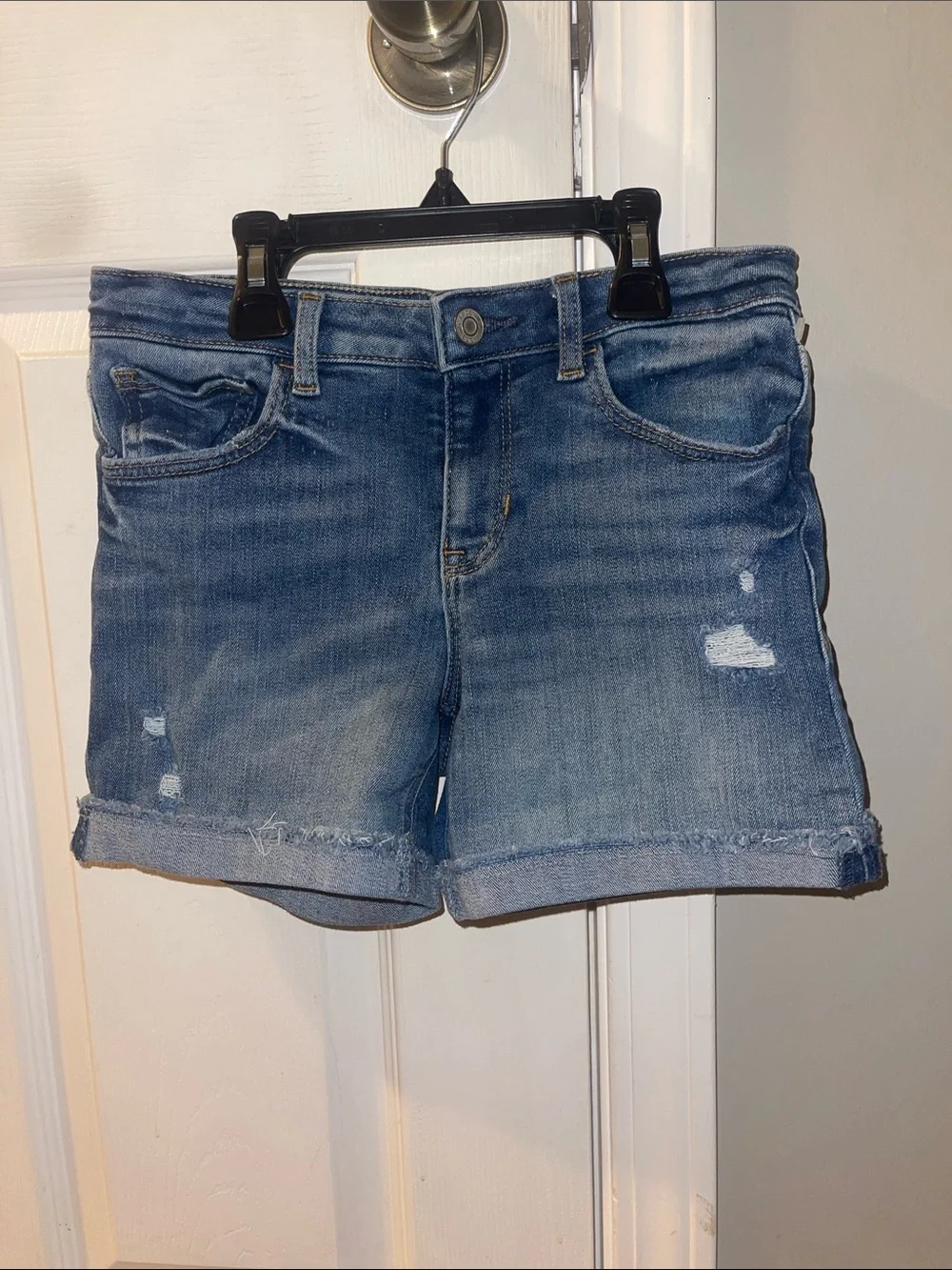 GAP Distressed Blue Denim Roll-Cuff Kids Shorts